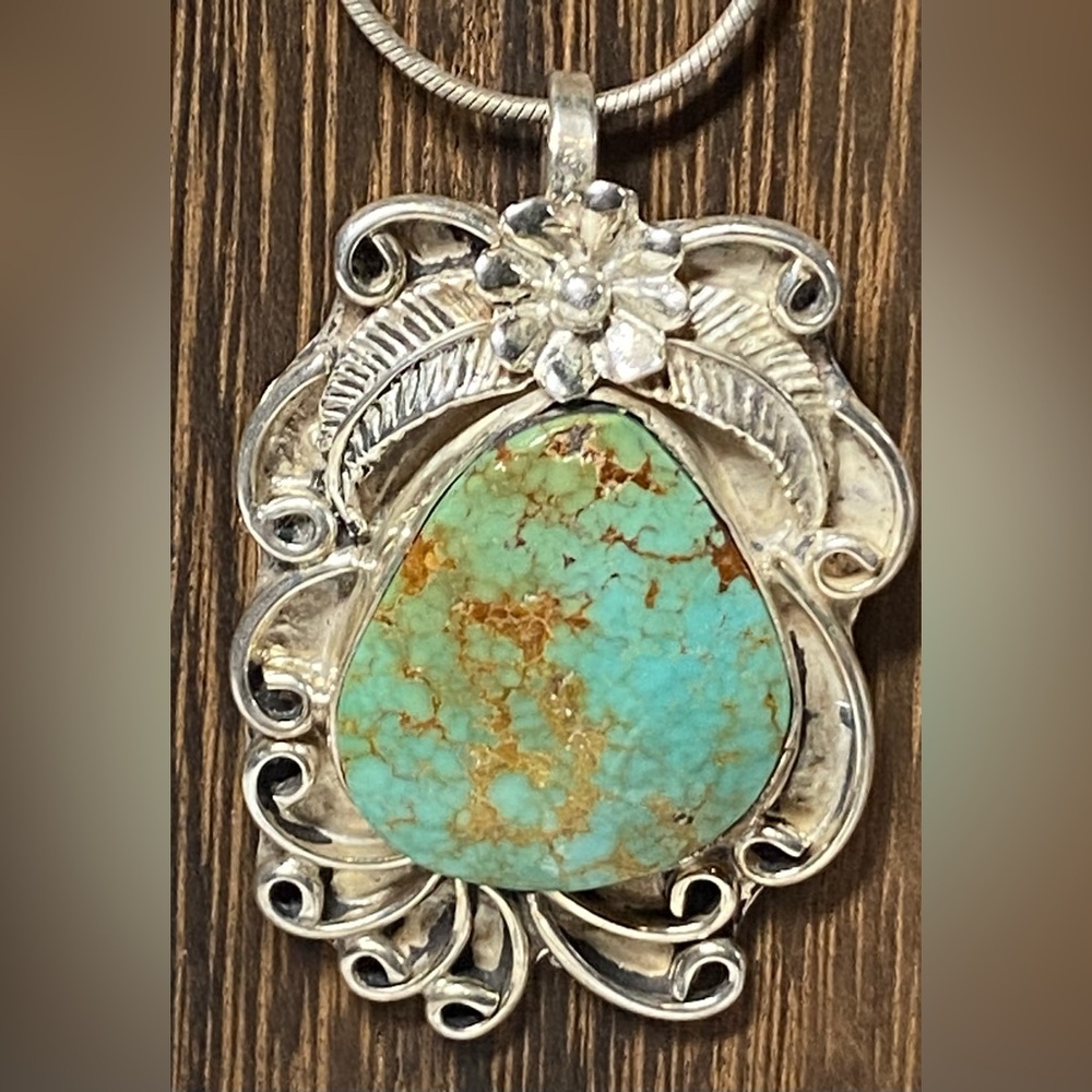 Turquoise and Silver Pendant Necklace
